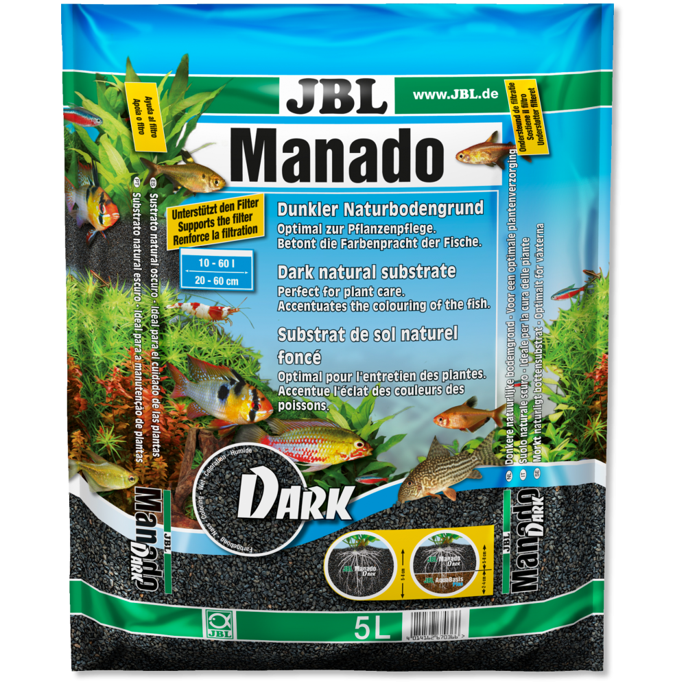 Аквариумный субстрат для растений JBL Manado Dark 5 л черный (67036)