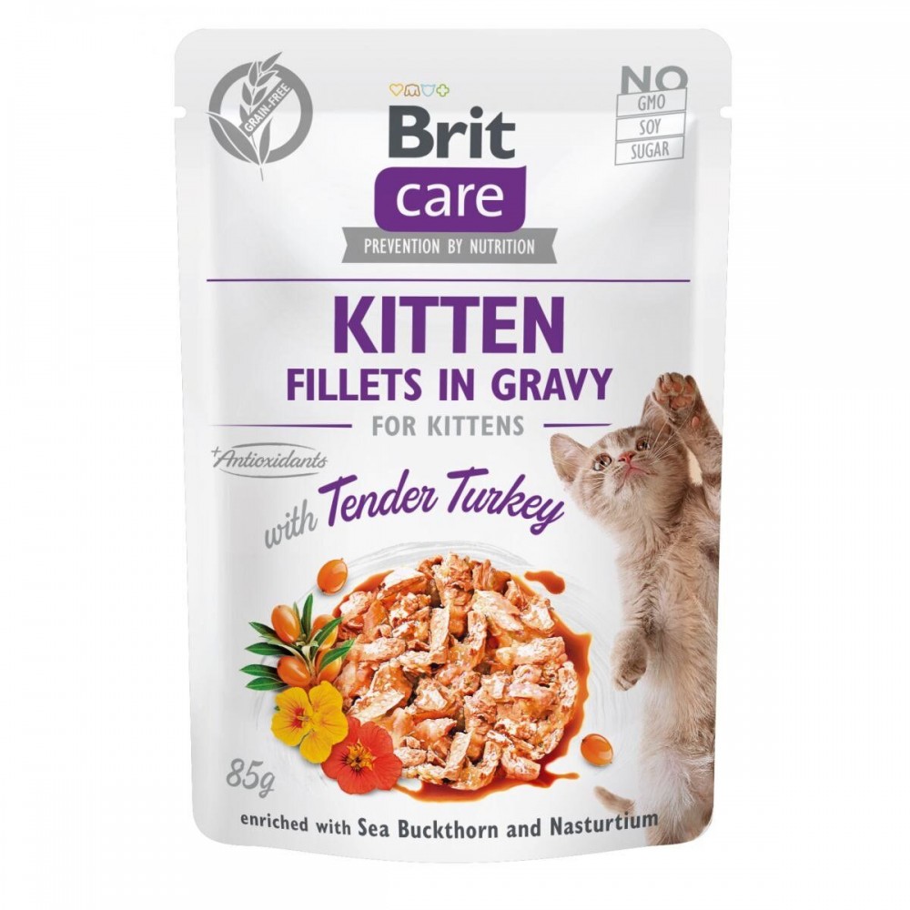 Вологий корм для кошенят Brit Care Cat pouch 85 г філе індички в соусі (100531/0532)