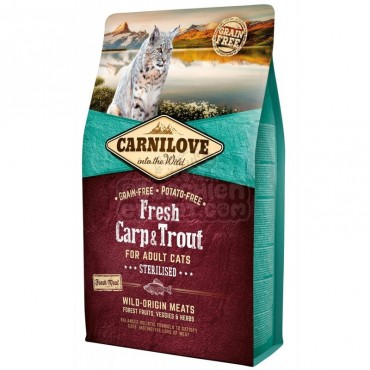 Сухой корм для стерилизованных кошек Carnilove Fresh Carp and Trout Sterilised for Adult cats, с карпом и форелью