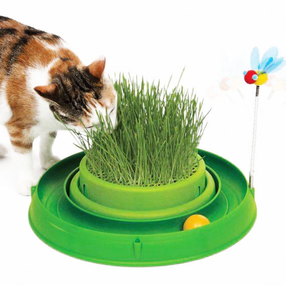 Игрушка для кота Catit 3in1 круглый лабиринт с шариком и травяной грядкой (43002)