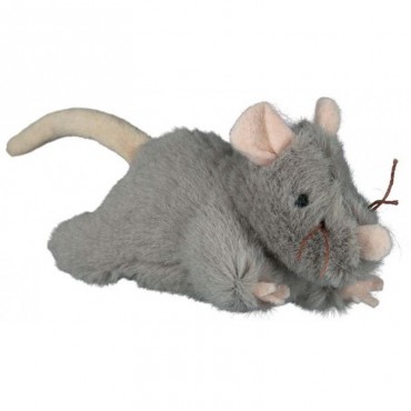Іграшка для собак Trixie Мишка сіра з пищалки, 15 см (45788)