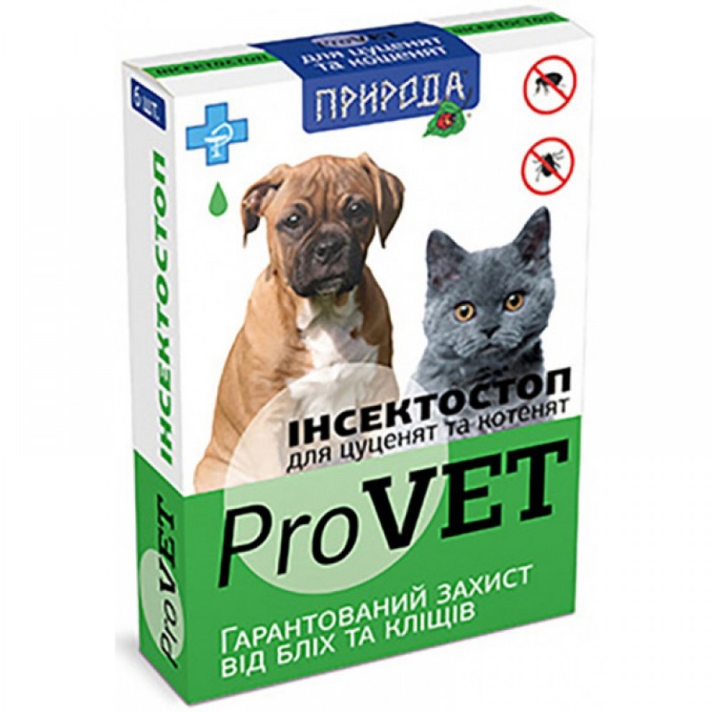 Капли от блох и клещей для котят и щенков ProVET Инсектостоп 6 пипеток (PR020027)