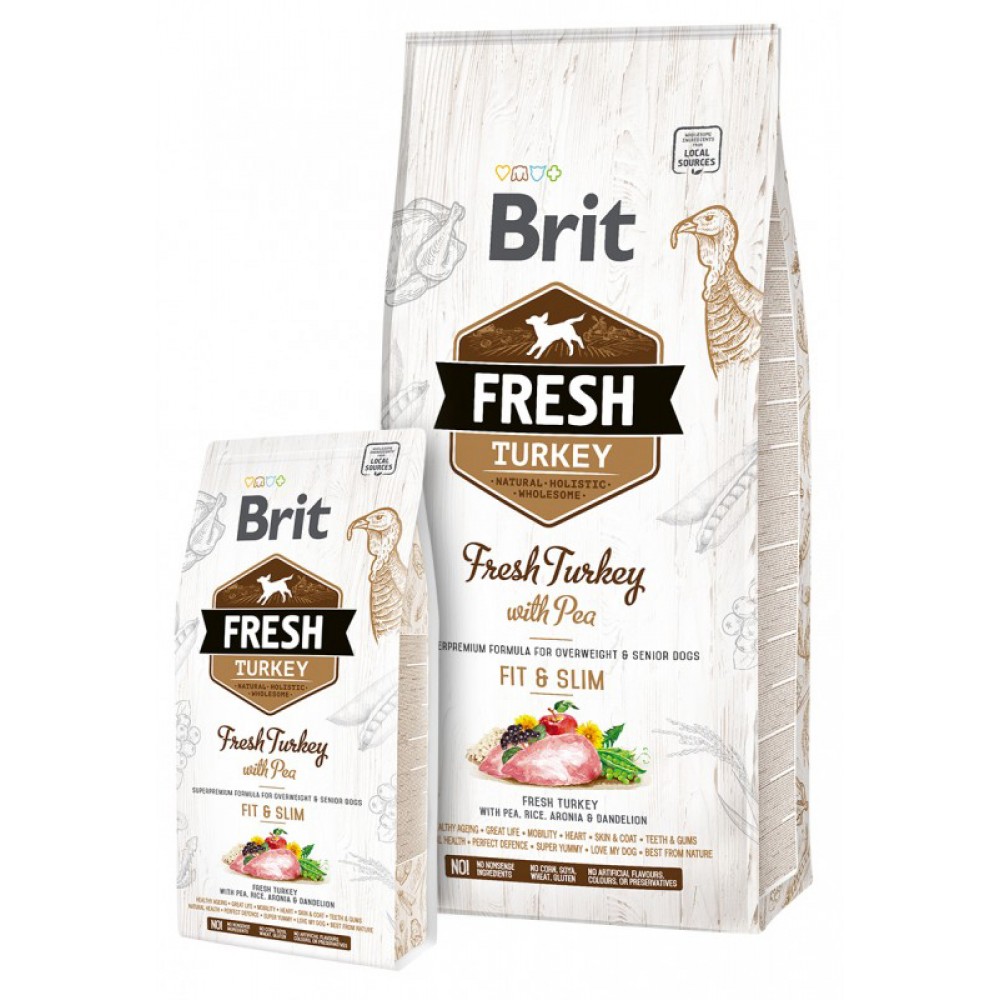Корм для малоактивных собак Brit Fresh Turkey with Pea Adult Fit and Slim