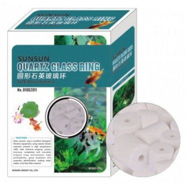Кварцевый наполнитель для аквариумных фильтров SunSun Quartz Glass Ring, 500 гр