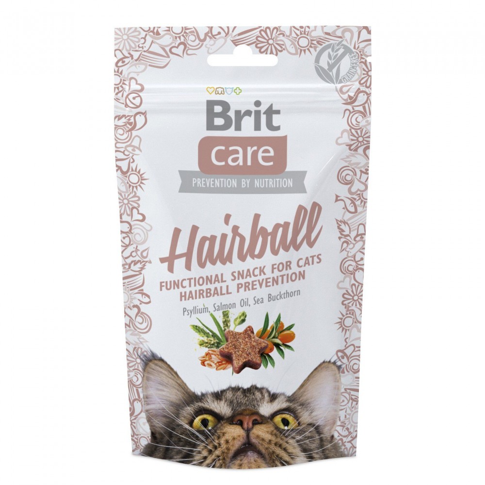 Ласощі для кішок Brit Care Functional Snack Hairball 50 г (для виведення шерсті) (111265/1395)