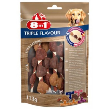 Ласощі для собак 8in1 Triple Flavour Шашлички, 6 шт, 113 г (661433/144632)