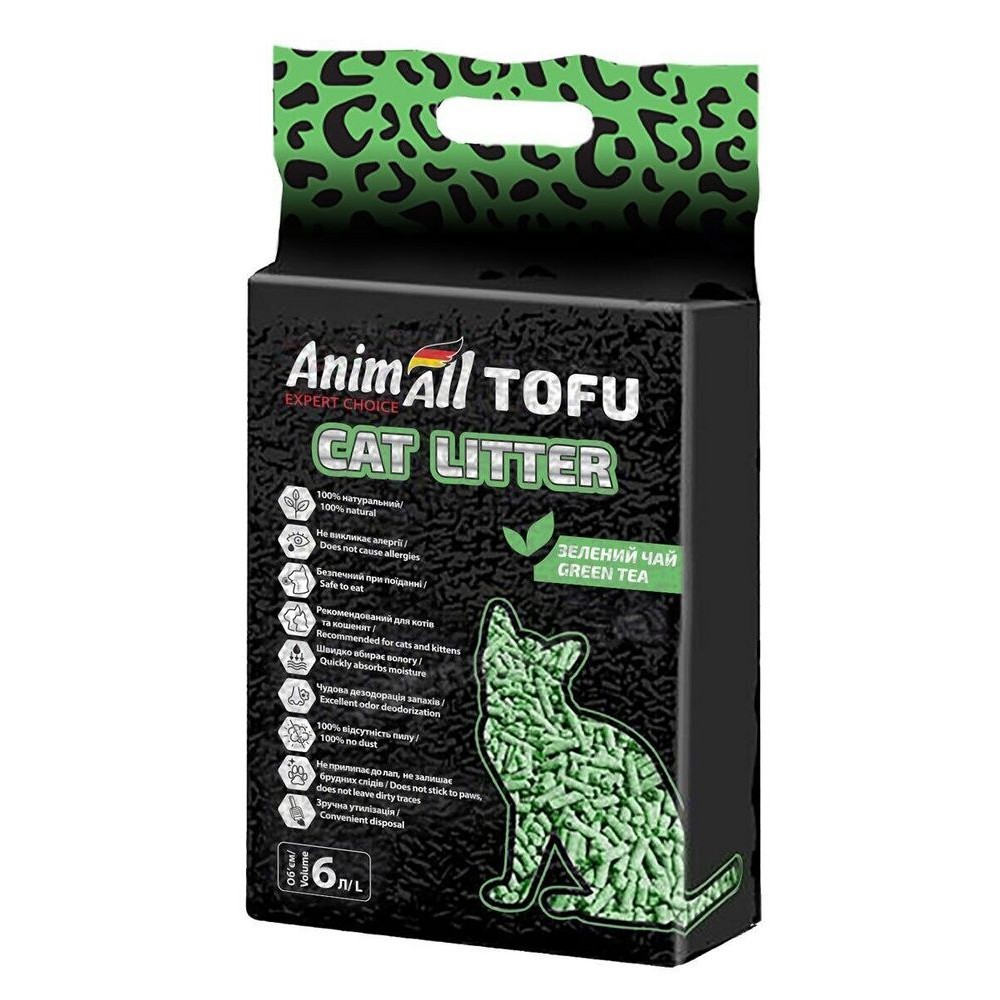 Наполнитель для кошачьего туалета AnimAll TOFU зеленый чай 2,6 кг/6 литров (61564)