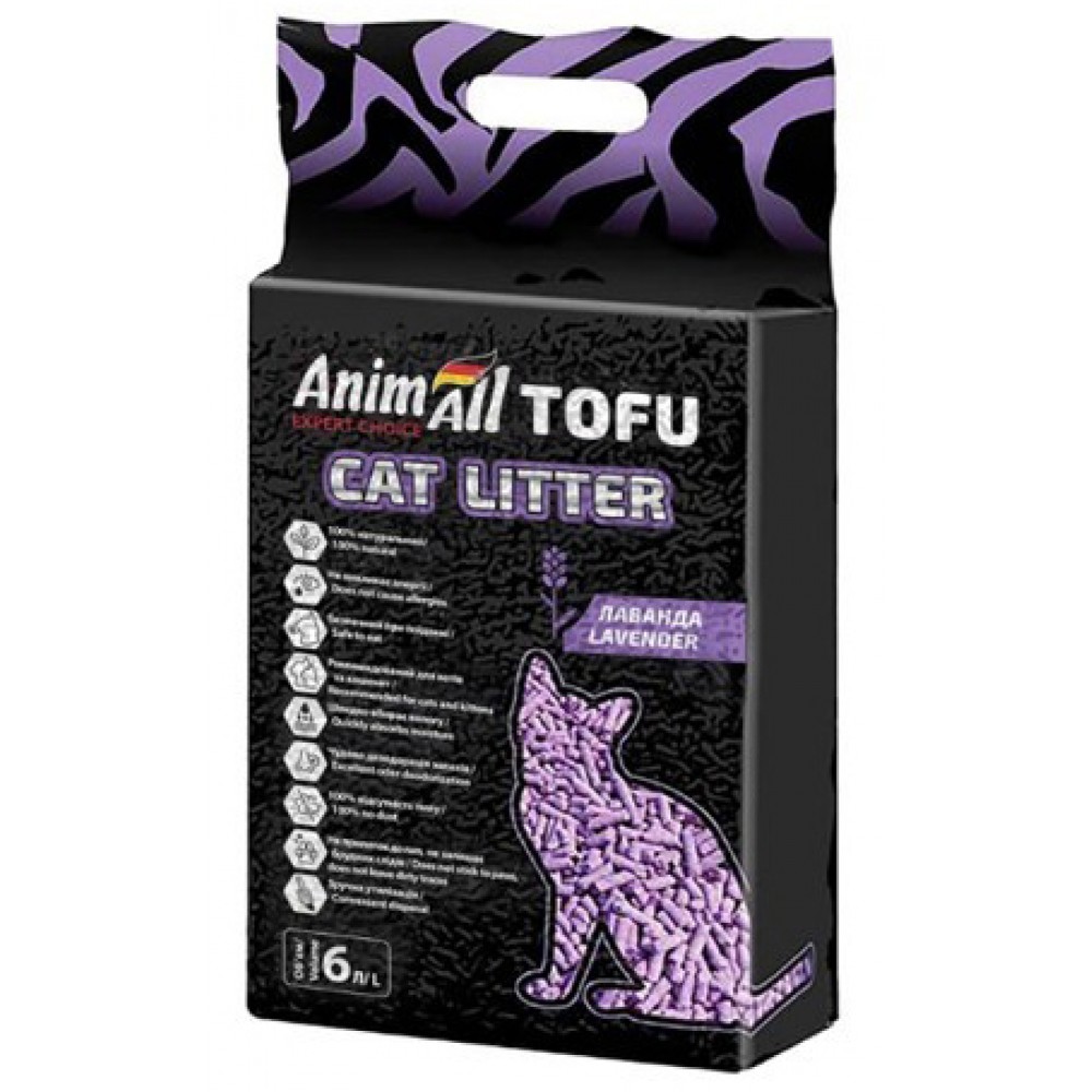 Наполнитель для кошачьего туалета AnimAll TOFU Лаванда 2,6 кг/6 литров (67003)