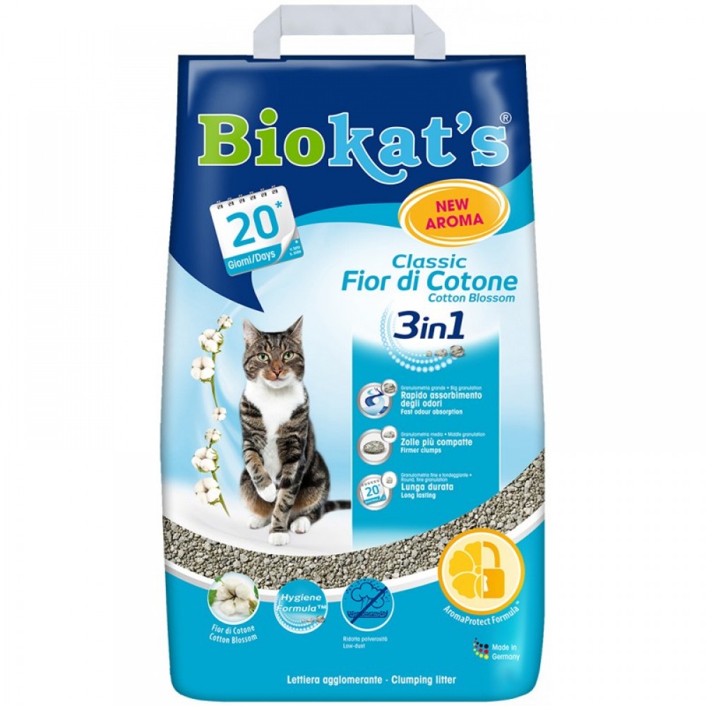Наполнитель для туалета кошки Biokat's FIOR di COTTON 3in1, 10 л (G-617220/613413)