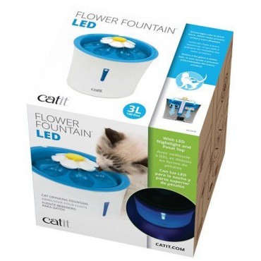 Поилка-фонтан для кошек Catit Flower Fountain с LED подсветкой 3 л (43747W)
