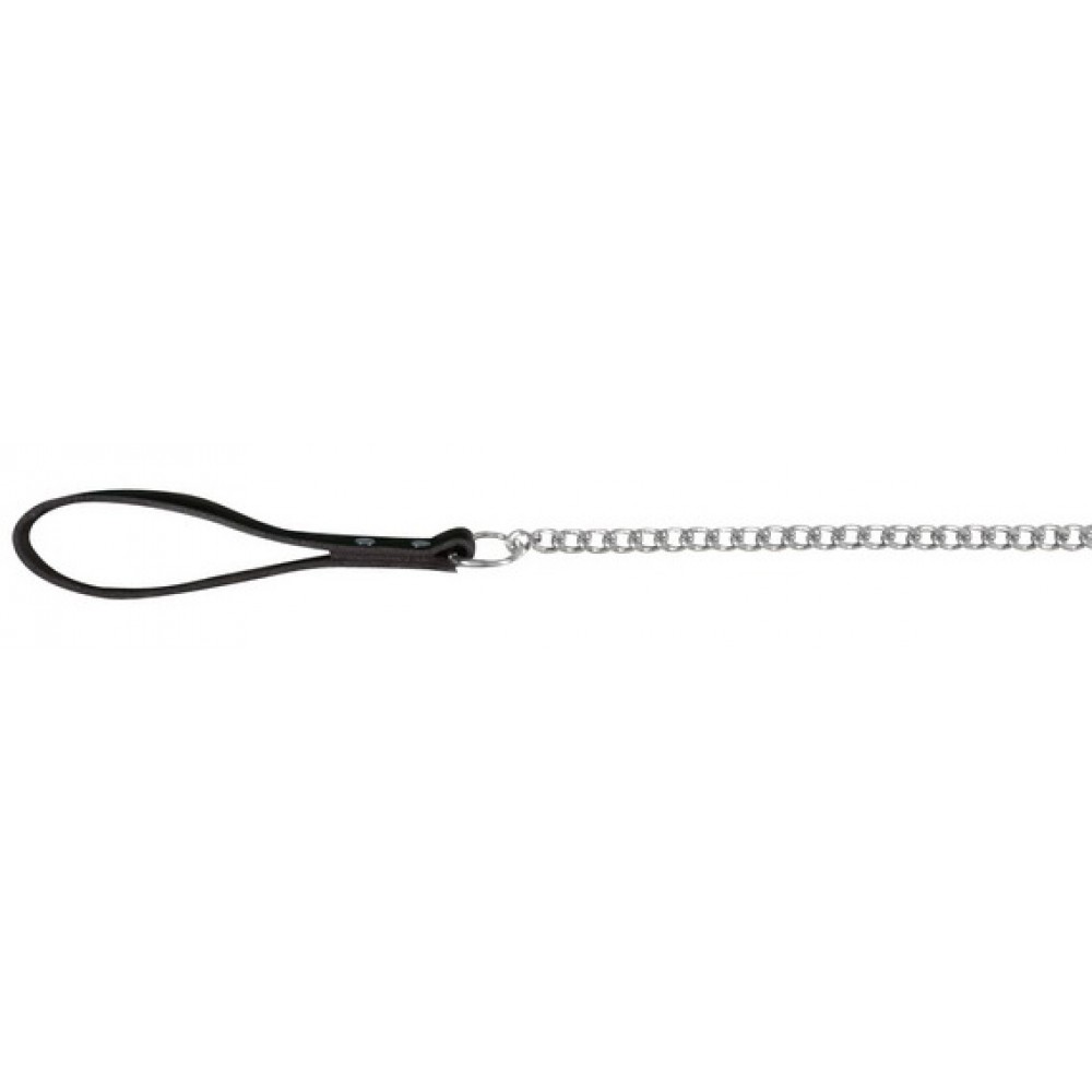 Поводок-цепь с ручкой для собак Trixie хром черный, 1м/4мм (14031)