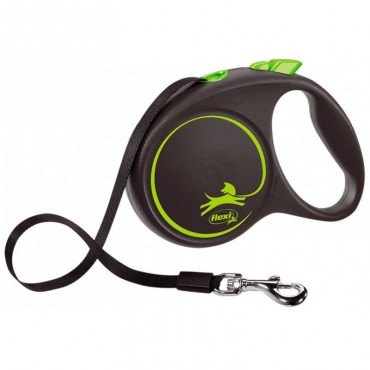 Рулетка для собак Flexi BLACK DESIGN L 5 м до 50 кг (лента) зеленая (FL 034125)