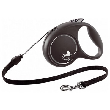 Рулетка для собак Flexi BLACK DESIGN M 5 м до 20 кг (трос) черная (FL 033401)