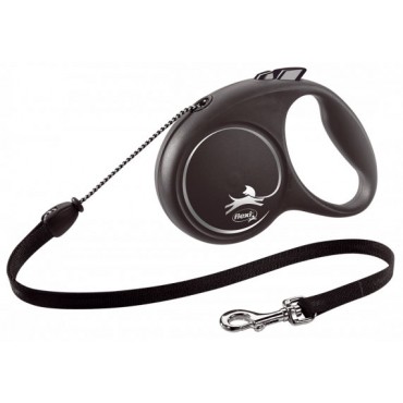 Рулетка для собак Flexi BLACK DESIGN XS 3 м до 8 кг (трос) чорна (FL 033203)