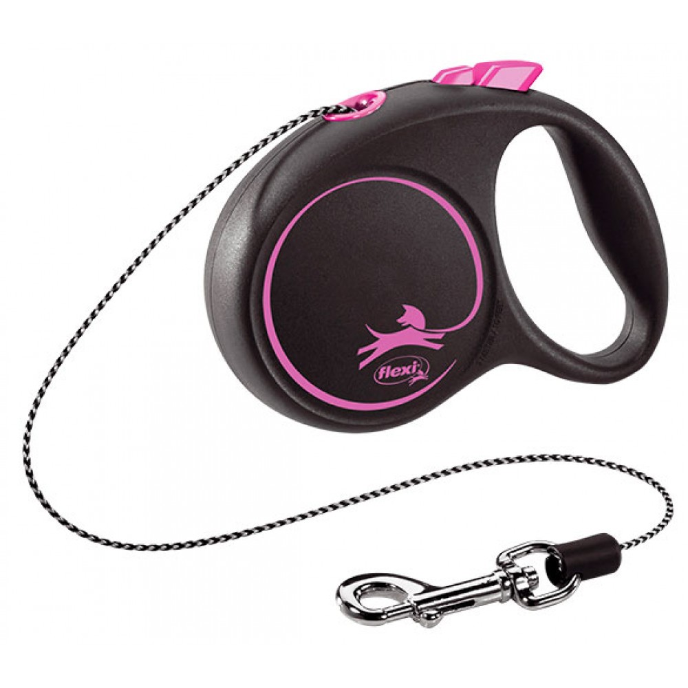 Рулетка для собак Flexi BLACK DESIGN XS 3 м до 8 кг (трос) розовая (FL 033210)