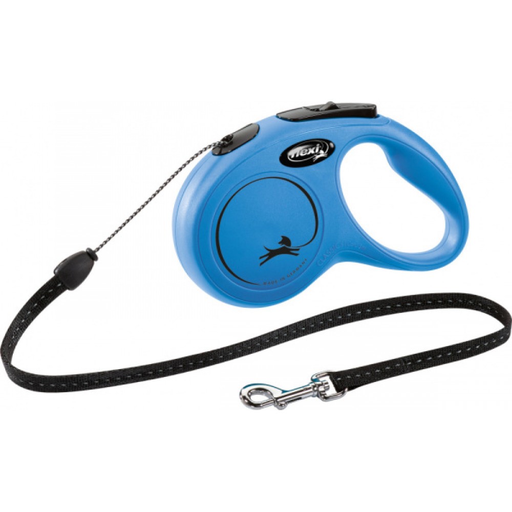 Рулетка для собак Flexi New Classic M 5 м / 20 кг, трос синя (11792 Blue)