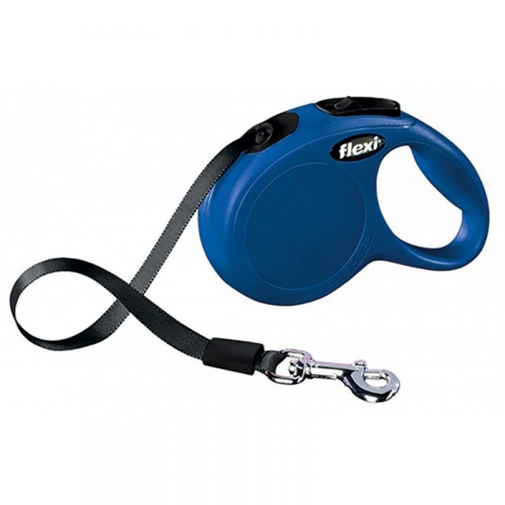 Рулетка для собак Flexi New Classic XS 3 м/12 кг, стрічка синя (11822 Blue)