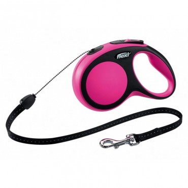 Рулетка для собак Flexi New Comfort M 5м / 20кг, трос рожева (21306)