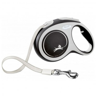Рулетка для собак Flexi New Comfort S 5 м/15 кг, лента черная (FL 043547)