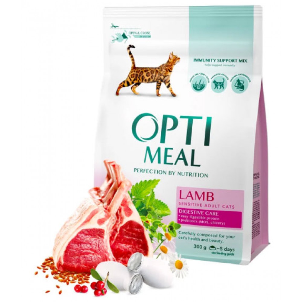 Сухой корм для кошек с чувствительным пищеварением Optimeal с ягненком