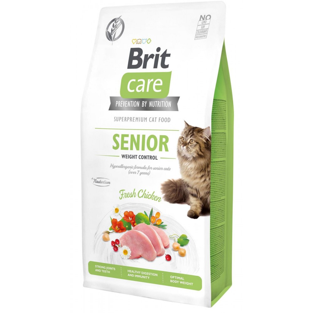 Сухий корм для кішок із зайвою вагою Brit Care Cat GF Senior Weight Control (курка)