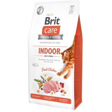 Сухий корм для котів, які мешкають в приміщенні Brit Care Cat GF Indoor Anti-stress (курка)