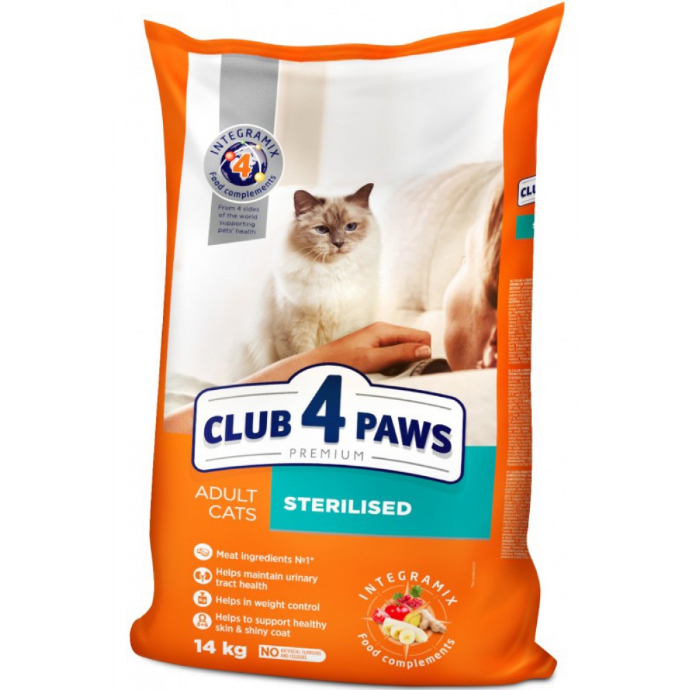 Сухой корм для взрослых стерилизованных кошек Клуб 4 Лапы Premium