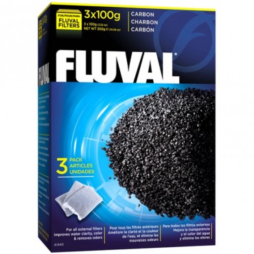 Вугільний вкладиш в акваріумний фільтр Fluval, 3 шт x 100 гр (A1440)