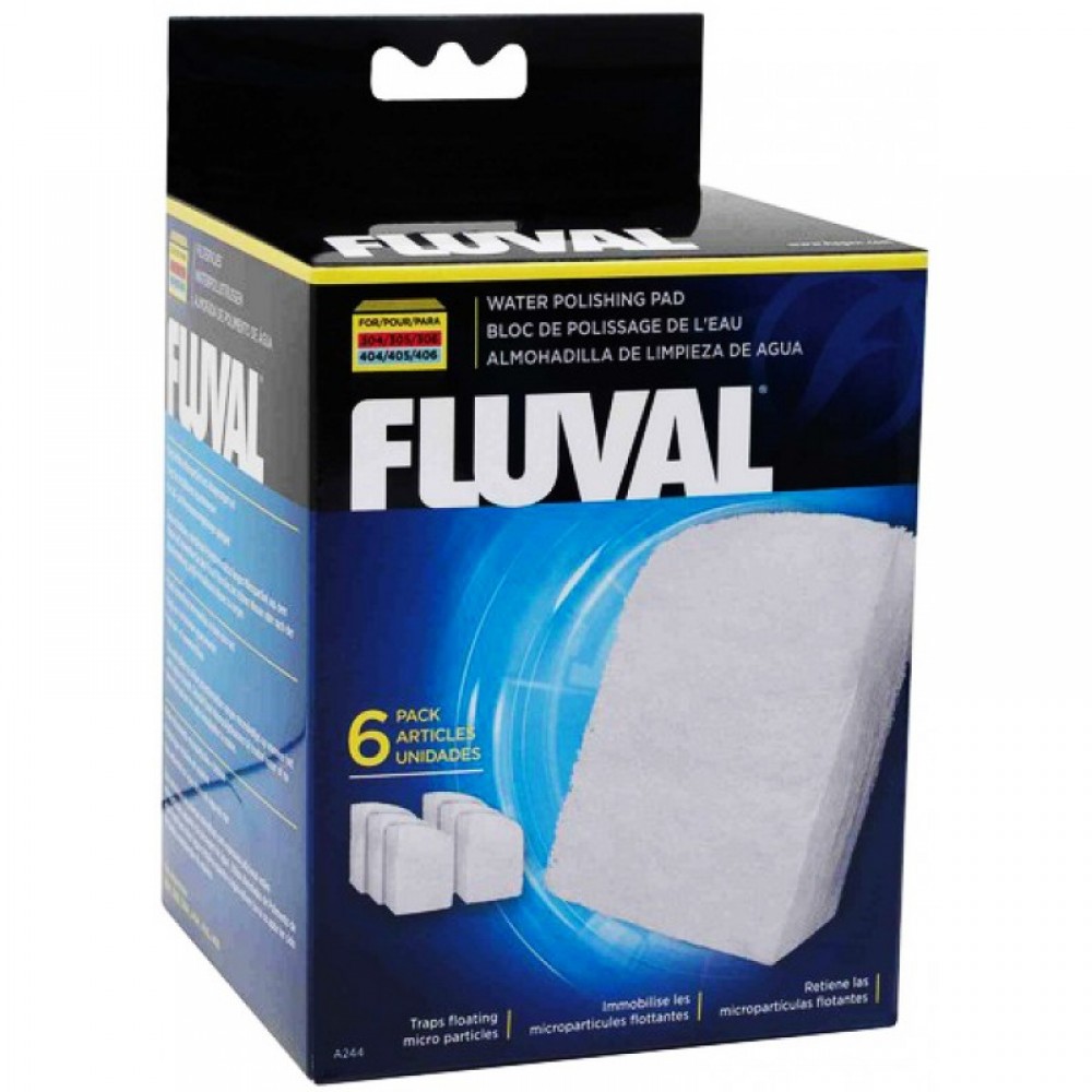 Вкладиш волокнистий в акваріумні фільтри Fluval 304/305/306, 404/405/406, 6 шт (A244)