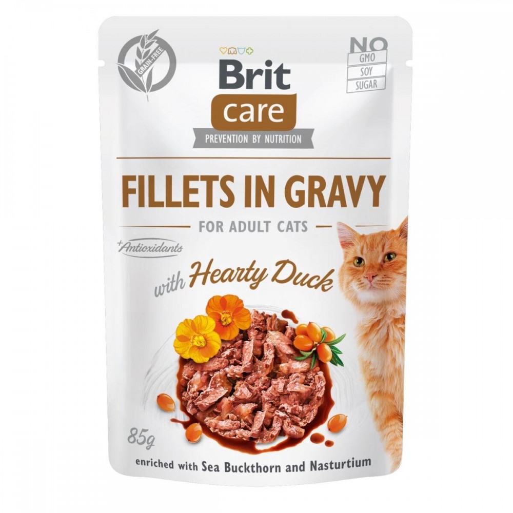 Вологий корм для кішок Brit Care Cat pouch 85 г (філе качки в соусі) (100529/0518)